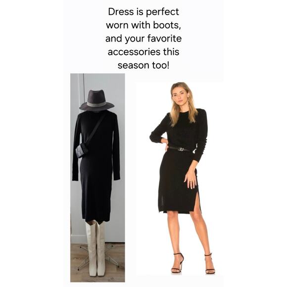 EQUIPMENT 100% cashmere snyder goop little black lbd knit sweater dress $390 s - Picture 5 of 12
